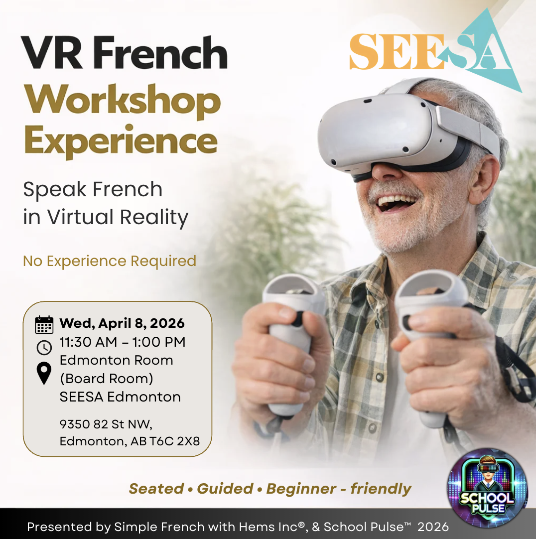 Archived poster for a Immersive Mind & Memory Program (IMMP) French workshop hosted at SEESA in April 2026